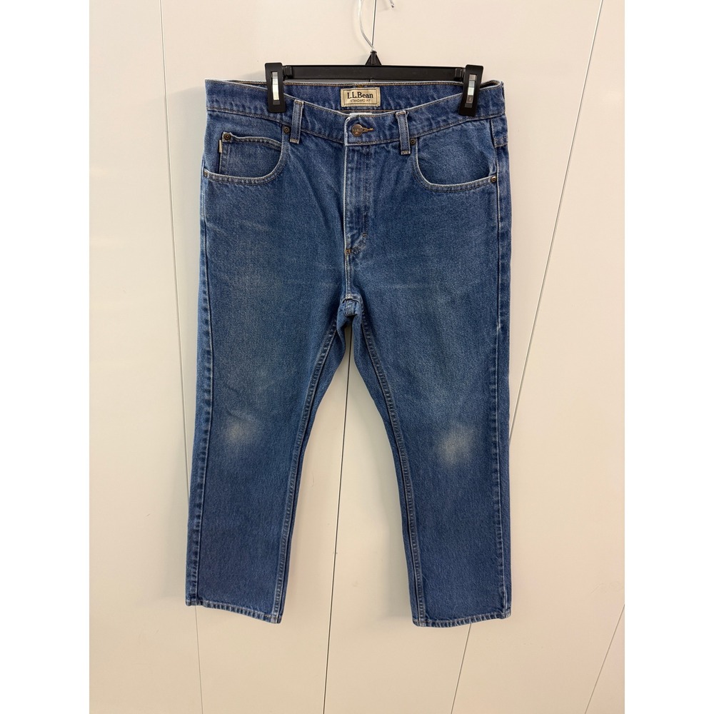 LL Bean Standard Fit Jeans Mens 33x29 Blue Denim Straight Leg 296551